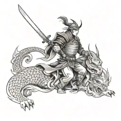 A Sleek And Modern Version Of A Samurai Warrior With A Hidden Dragon Motif