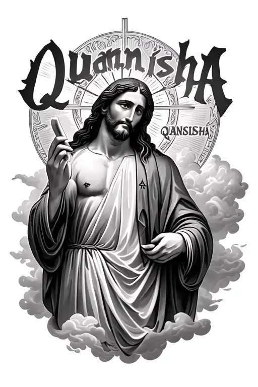 The Name Quanisha In Clouds With Jesus Christ