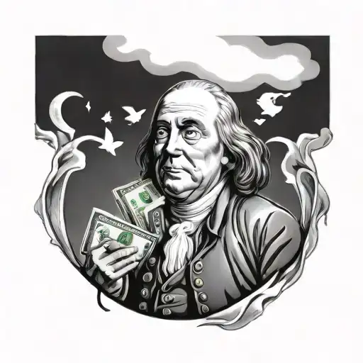 Benjamin Franklin Style With Money Around It