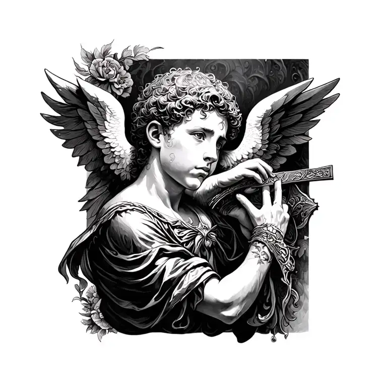 Believe Me A Cherubin Malandro Rezando Con Cruz