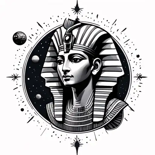Egyptian Pharo Anubus With Solar System Backdrop