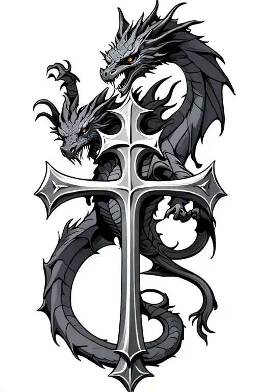 Dragon And Knights Templar Cross