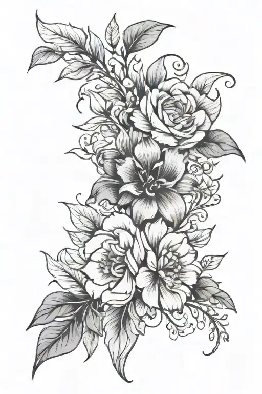 Light Floral With Graphic Shape