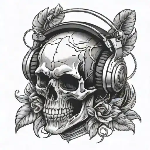 Skull Wearing Headphones