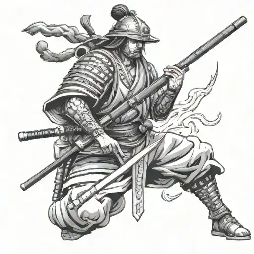 Samurai Warrior Whit Sniper Rifle