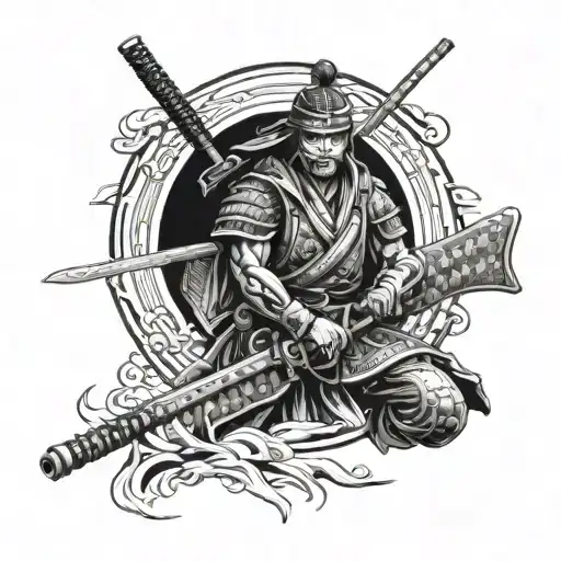 Samurai Warrior Whit Sniper Rifle