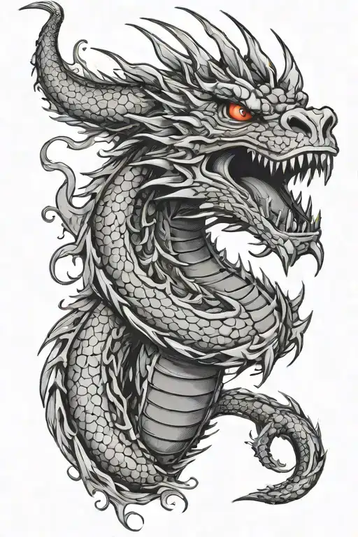 Long Dragon Breathing Fire Out His Mouth