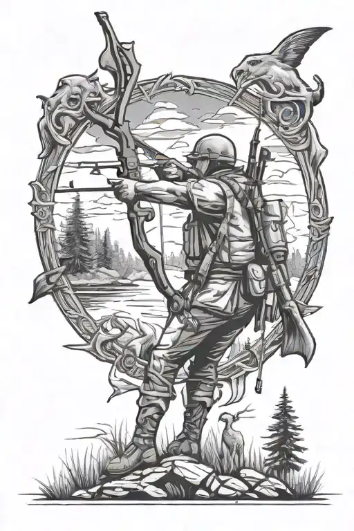 Outdoor Bow Hunting Scene