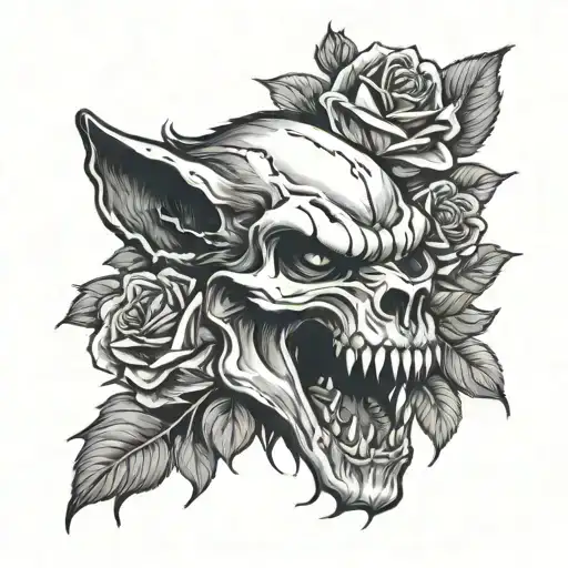 Werewolf Skull And Roses