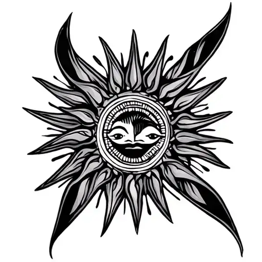 African Tribal Map Tattoo With Tribal Sun