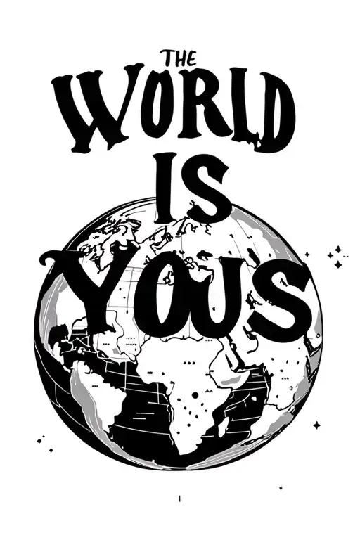The World Is Yous In Romans Lettering With A Map Behind The Letters As A Background