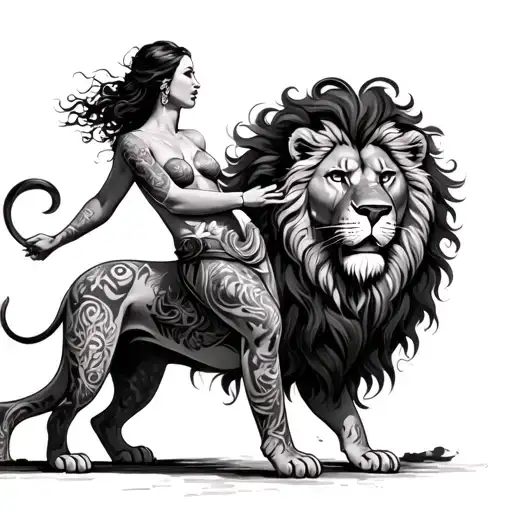 Woman Who Comes Out Of The Body Of A Lion Playing
