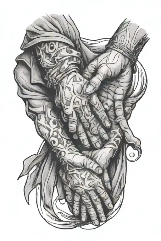 Father Children Holding Hands