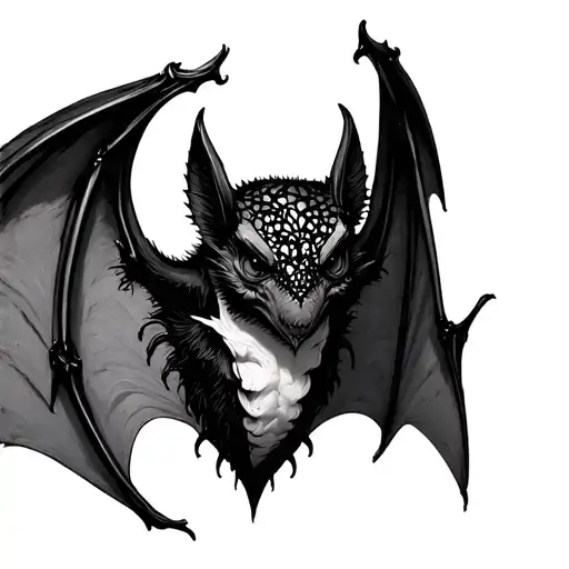 Symmetric Black Lace Bat With Wings Spread Open