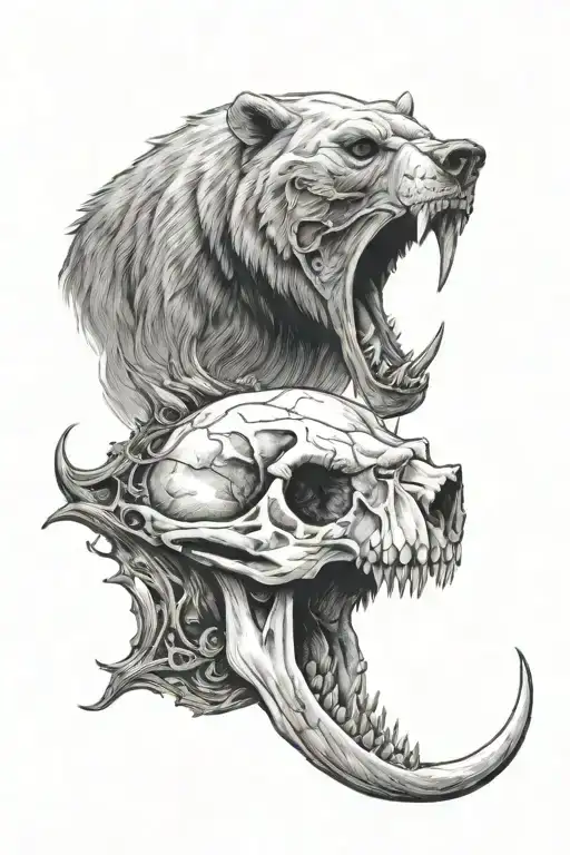 Bear Skull Infront Of Moon