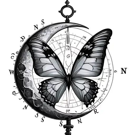 Moon Butterfly Key Compass