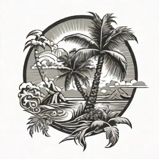 Polynesian Palm Trees Sea Sun Water