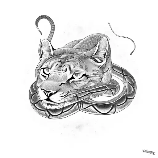 Puma With Snake