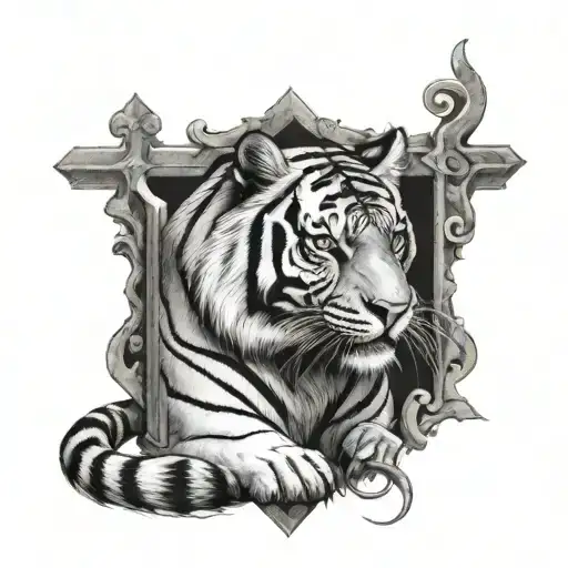 Tiger Protecting The Occitan Cross