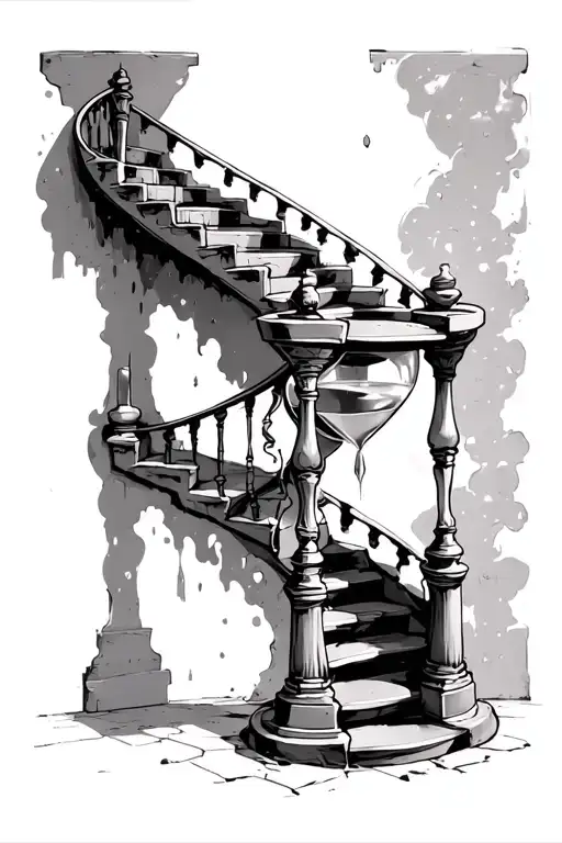 Shadow Pulled By Good And Bad Climbing Stairs Hourglass