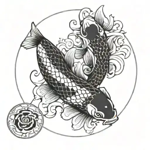 Carpe Koi Ying Yang Circle
