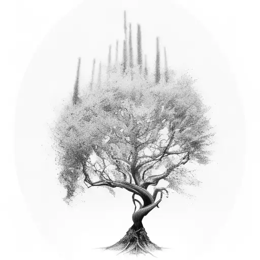 Cross With Tree Roots And Kids Names