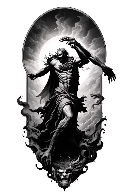 Man Rising To Escape Demons