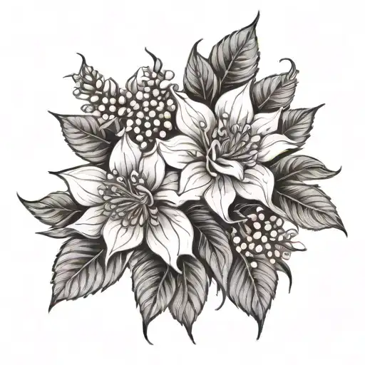 Rose Muguet Et Poinsettia Flower Wrap