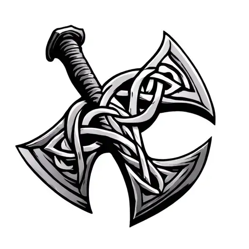 Viking Axe Celtic Knot Intertwined