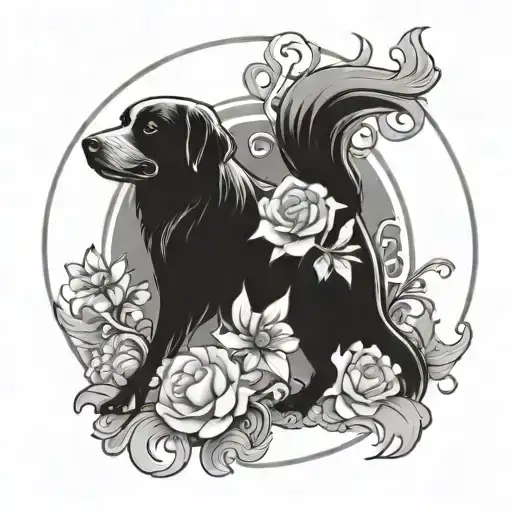 Ghost And Ghostdog Surrounded Around A Circle Of Flowers