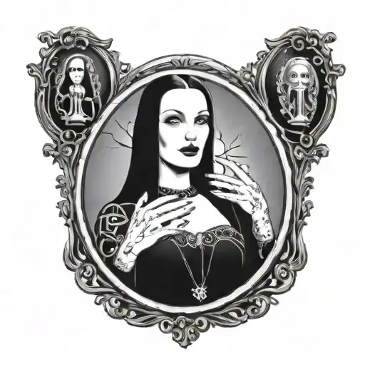 Morticia Addams In A Goth Mirror Frame