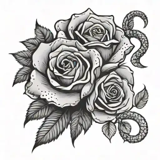 Dead Rose With Snake Intertwined