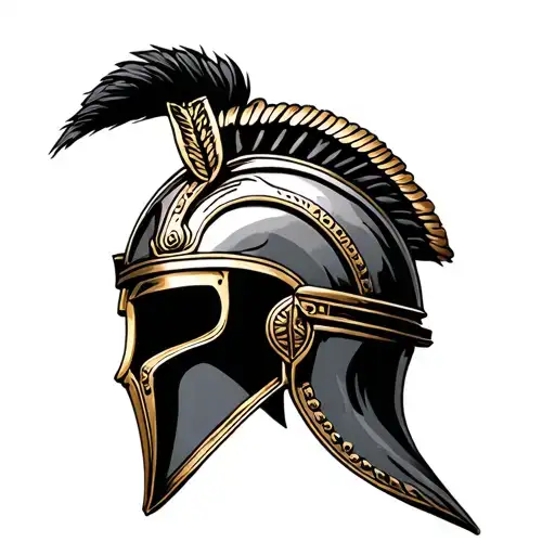 Sideways Roman Helmet With Lupins In The Background