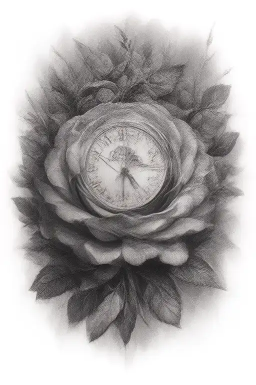 Clock With Rose