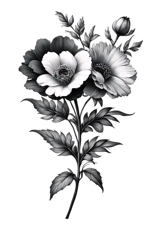 Birth Month Flowers Intertwined