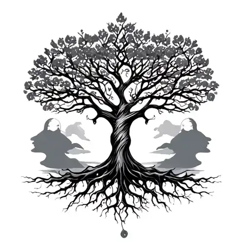 Tree Of Life With Roots Representing Woman