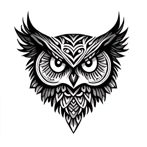 Owl With Polynessian Design For An Arm Band