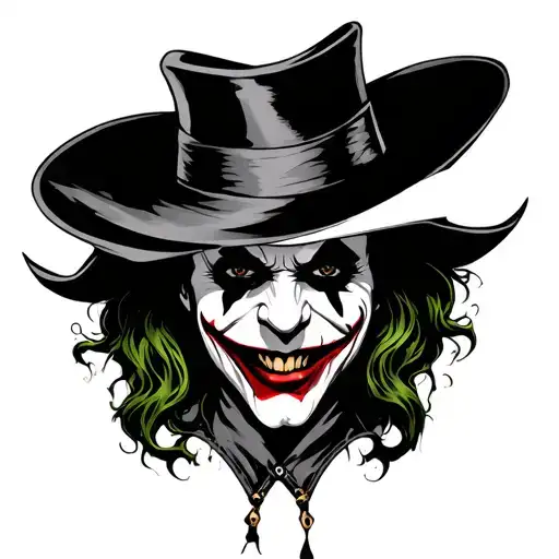 Scary Joker Face With Thong Out And A High Hat