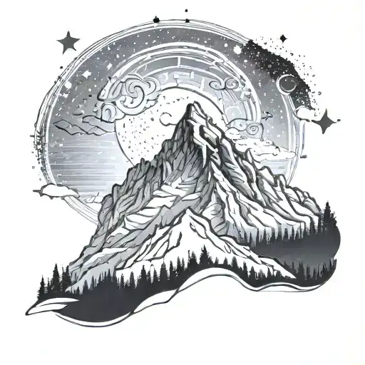 Acotar Mountain With Moon And Stars