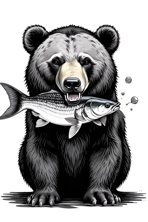 Bear With Fish In Mouth