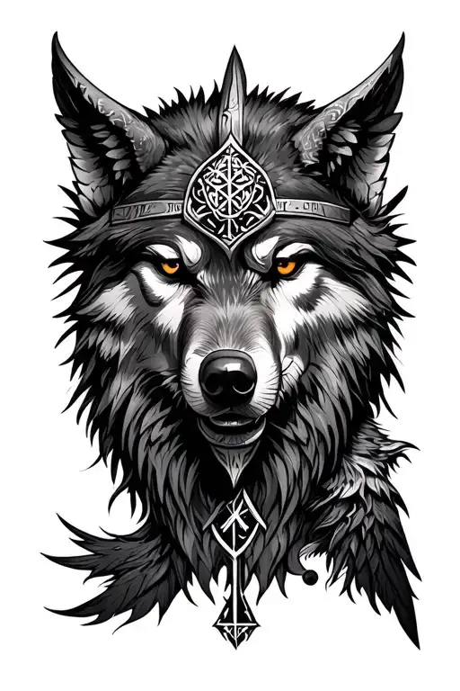 Full Arm Viking Theme Wolf Odin Raven And Symbols