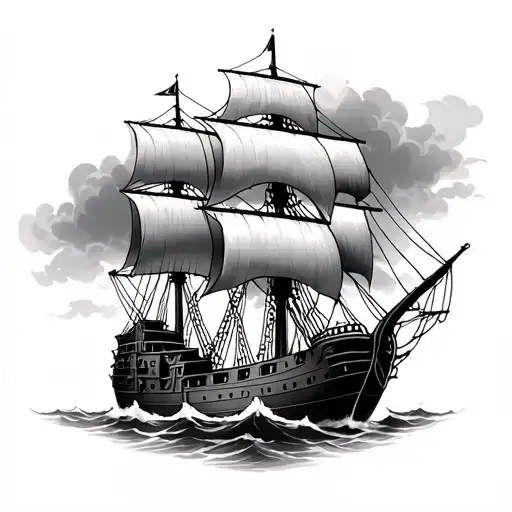 Pirate Ship In Storm