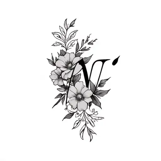 Coverup With Letter N Floral