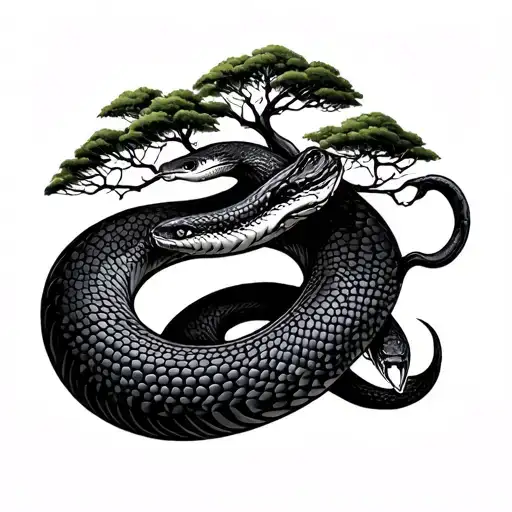 Hourglass Snake With A Tree