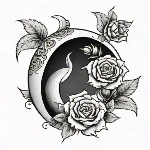Crescent Moon With Roses