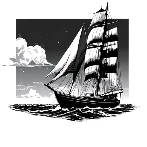 Old School Black And White Sailing