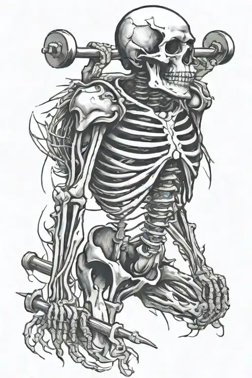 Skeleton With A Barbell On His Shoulders