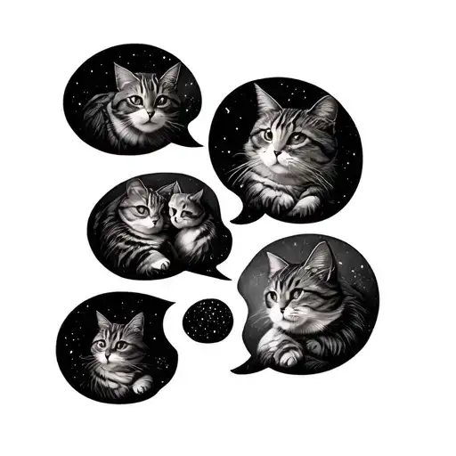 Patte De Chat Bubbles Containing Family Nature