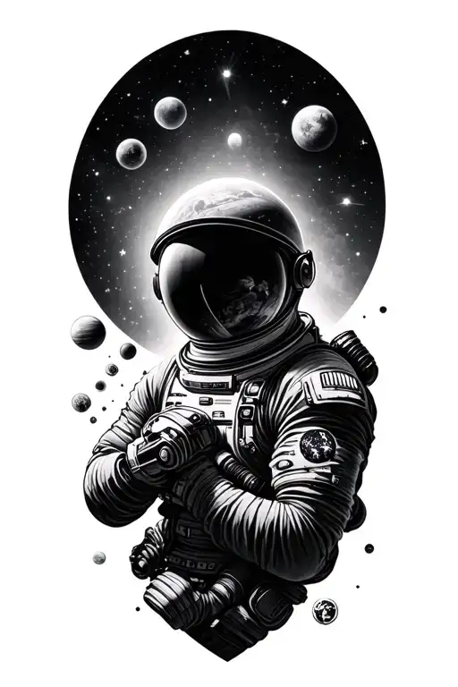 Realistic Space Themed Tattoo Upper Arm