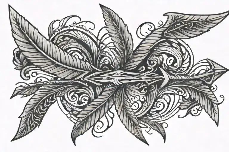 Native American Arrow With Mermaid Tail Fletching Intwined